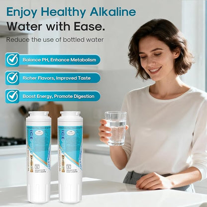 ICEPURE Alkaline UKF8001 Refrigerator Water Filter Replacement for Whirlpool EDR4RXD1, EveryDrop Filter 4, Maytag UKF8001, 4396395, UKF8001P, UKF8001AXX, RFC0900A, UKF8001AXX-200, Enhances PH, 2Pack