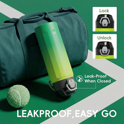 Konokyo FLOWPLAY 18oz Locking Push-Button Water Bottle with Silicone Spout,Leak-Proof,18/8 Stainless Steel Double-Wall Vacuum Insulated for Sports and Travel,BPA-Free,Matcha Green