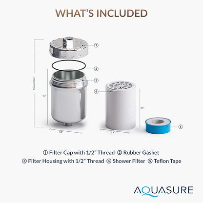 Aquasure 10,000 Gallons High Capacity Shower Filter For Healthier Hair, Skin & Nails | Improves Dry Itchy Skin, Reduce Dandruff, Eczema, Protect Colored Hair (Brushed Nickel)
