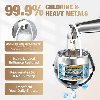 SHLLKTTRY Bath Water Filter for Tub Faucet with Overflow,Filtration,Remove Contaminants,Chlorine,Fluoride,Hard Water Softener,Enhances Health of Skin,Hair,Nails,Relieve Eczema,3,000 Gallons,Chrome