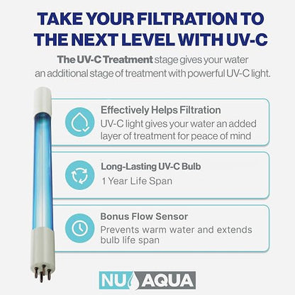 NU Aqua 6-Stage UV Under Sink Reverse Osmosis Water Filter System - 100 GPD RO Filtration & UV - Faucet & Tank - PPM Meter - 100GPD Undersink - Home Kitchen Pure Agua Drinking Water
