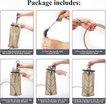 Patelai 8 in 1 Hydration Bladder Cleaning Kit Includes 3 Different Brushes and Drying Collapsible Bladder Frame, Water Reservoir Backpack Cleaning Kit