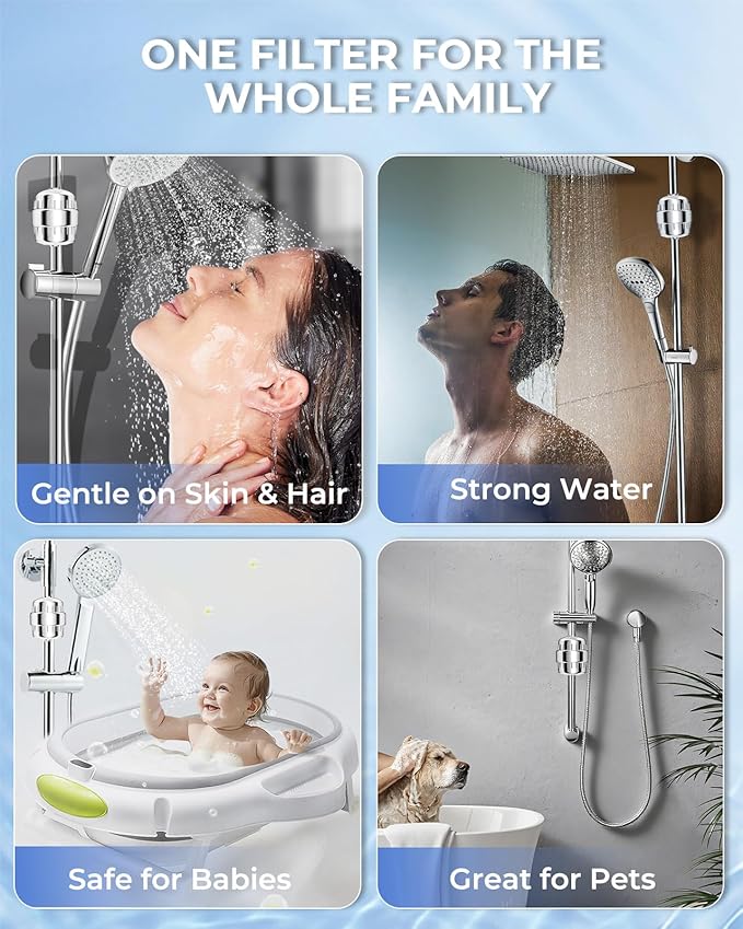 30 Stage VeoryFly Shower Filter with Vitamin C, Showerr Fiter for Hard Water, High Output Water with 2 Replaceable Fillter Cartridges, Water Softener Filter to Remove Chlorine