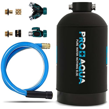 PRO+AQUA 16,000 Grain Portable Water Softener for RV, Trailers, Boats, Mobile Car Wash, Pressure Wash – Protects Water Systems from Hard Water Damage and Corrosion, with Pre-Filled High-Capacity Resin
