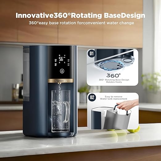 Leysern Reverse Osmosis Water Filter Countertop, No Installation, 5-Stage RO Filtration with UV and Remineralization, Portable Water Purifier with Pitcher, 360° Swivel Base, NSF/ANSI 372 Certified