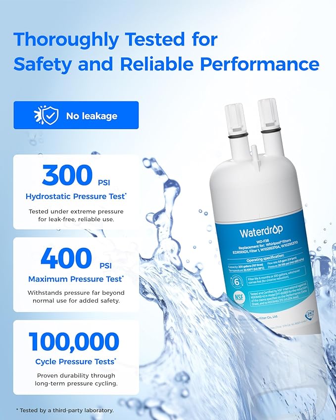 Waterdrop EDR1RXD1 Replacement for Everydrop® Filter 1,W10295370A, EDR1RXD1B, P8RFWB2L, P4RFWB, Kenmore® 46-9081, 46-9930, WD-F38 Refrigerator Water Filter, 2 Pack