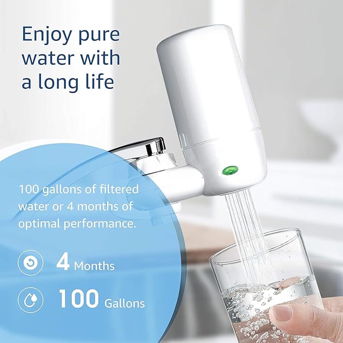 Waterdrop 7027W Faucet Water Filter, Replacement for Brita® Filter, 36311 On Tap Water Filtration System, Brita® Replacement Filters, 4-Months or 100 Gallons, White, 4 Pack