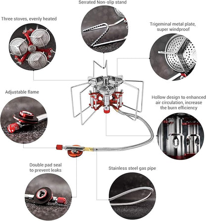 Bulin Backpacking Camping Stove, 5800W Portable Folding Lightweight Camp Gas Stove, Single Adjustable Pocket Emergency Survival Cooking Burner Kit for Outdoor, Hiking, with Carry Bag
