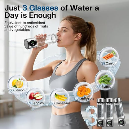 Hydrogen Water Bottle Generator, Portable Rechargeable aquahealth Hydrogen Water, Hydrogen Water Ionizer Machine, with SPE/PEM Technology, for Home Office Travel Fitness Drinking