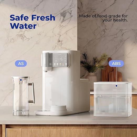 Countertop Reverse Osmosis System with Hot & Cold Water, Large Capacity, 6-Stage RO Filter with Mineralization, 3:1 Pure to Drain, TDS, Autofill Pitcher, Child Lock