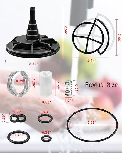 Water Softener Standard Valve Rotor and Seal Kit Compatible with Whirlpool Kenmore GE Morton EcoPure Northstar, 3/4" Softener Control Valves Replace 7238468 for 5 Screw Caps