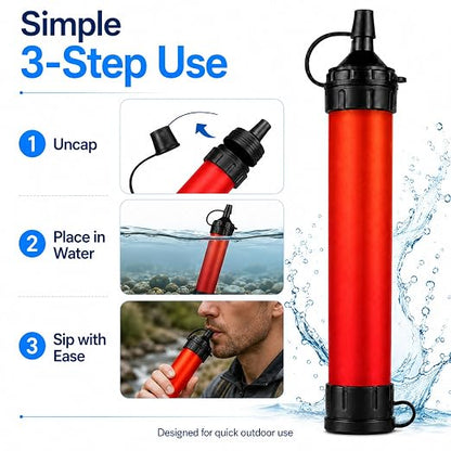 Water Filter Straw, Emergency Water Purefier, 1500 Liters/396 Gallon Capacity, Portable Filtration System for Camping, Hiking, Travel, Biking (3PCS)
