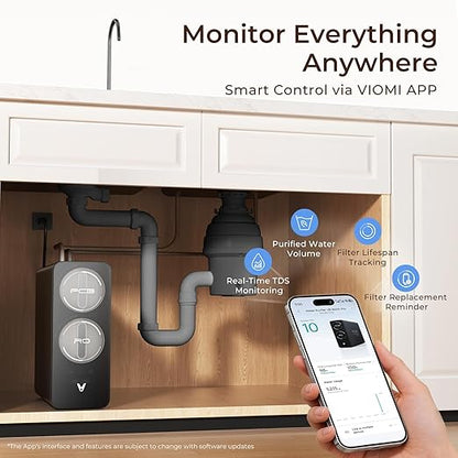 VIOMI V8 Pro 800GPD Reverse Osmosis System, 9 Stage Tankless Under Sink RO Water Filter, NSF/ANSI 372 & 58 Certified, 3:1 Pure to Drain, Reduce PFOA/PFOS, Smart LCD Faucet, Incl. 1 Extra Filter