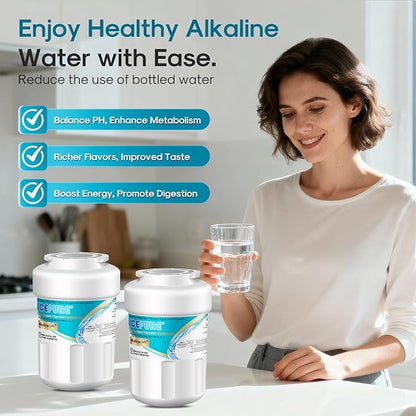 ICEPURE Alkaline RWF0600A-AL Refrigerator Water Filter Replacement for GE MWF, MWFA, MWFINT, MWFP, GWF, 46-9991, Kenmore® 9991, WFC1201, GSE25GSHECSS, GSH25JSDDSS, GSHS6LGBBHSS, Enhances PH, 4Pack