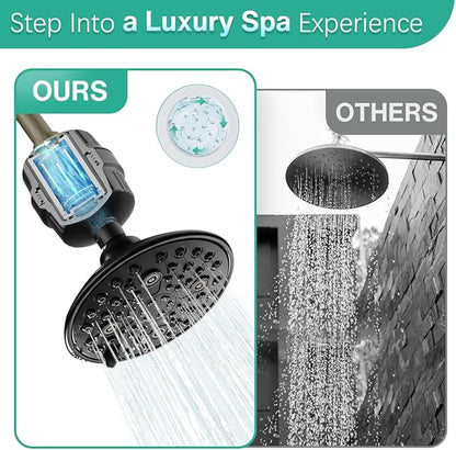 Cobbe 6-Setting High Pressure Filtered Shower Head Combo, Detachable Rain Shower Head with 20 Stage Shower Head Filter for Hard Water - Remove Chlorine and Harmful Substances, Black