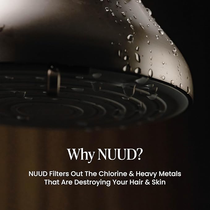 NUUD Filtered Shower Head - Removes Chlorine, Heavy Metals & Contaminants for Healthier Scalp, Skin & Hair | Protects Colored Hair & Soothes Dry Skin - High Pressure Shower Head Filter - Black