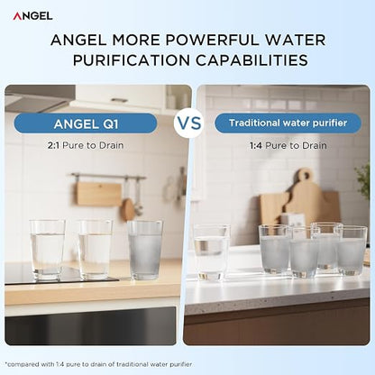 ANGEL X1 Reverse Osmosis Water Filter, 7-Stage Under Sink Water Purifier, 3-Year Long-Lasting RO Water Filtration System, 2:1 Pure to Drain, Reduces PFAS/PFOS, Compact & Easy to Install, Lead-Free
