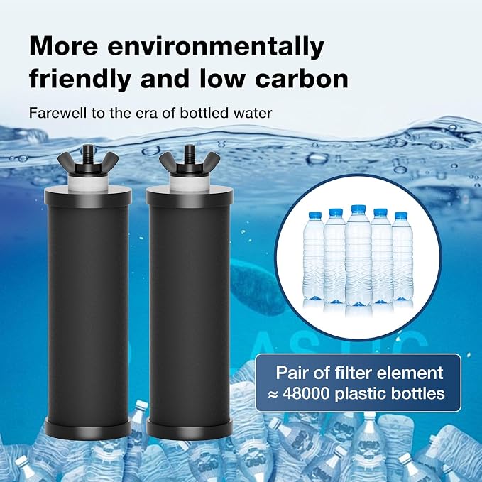 Gravity Water Filters Replacement for Berlky BB9-2 & PF-2 Fluoride Filters, 7-Stage Filtration, NSF/ANSI 42 & 372 Certified, Filters Compatible with Berlky Gravity Systems (2 Black, 2 Fluoride)