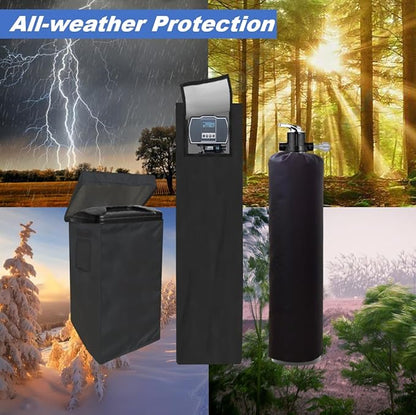 Water Softeners Covers for Outside Units,3 Pcs Water Softener Covers,2 Pcs Filter Tank Covers+1 Pcs Brine Tank Cover,Water Softener Cover Outdoor,Water Softener Covers, Black
