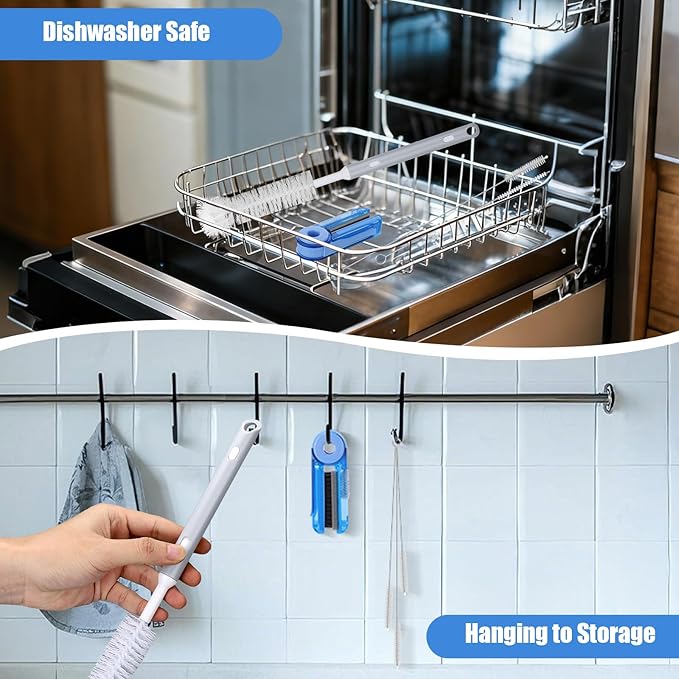 XANGNIER 4 PCS Water Bottle Cleaner Brush Kit for Hydroflask,Wide Straw Lid Brushes,Multifunctional Bottle Brush and Long Handle Scrubbing Bottles Brush for Hydro Flask 16/24/32/40 oz Cups Accessories