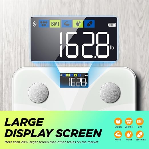 Scale for Body Weight and Fat Percentage, RunSTAR Digital Accurate Bathroom Smart Scale with Large Display, FSA&HSA Eligible 13 Body Composition Analyzer Sync App, White