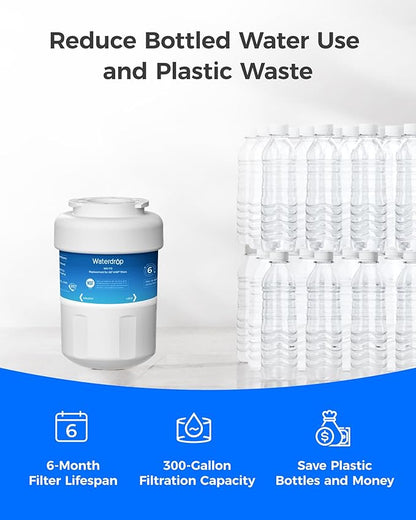 Waterdrop WD-F13 Water Filter, Replacement for GE® SmartWater® MWF®, MWFINT, MWFP, MWFA, GWF, HDX FMG-1, Kenmore® 9991, GSE25GSHECSS, WFC1201