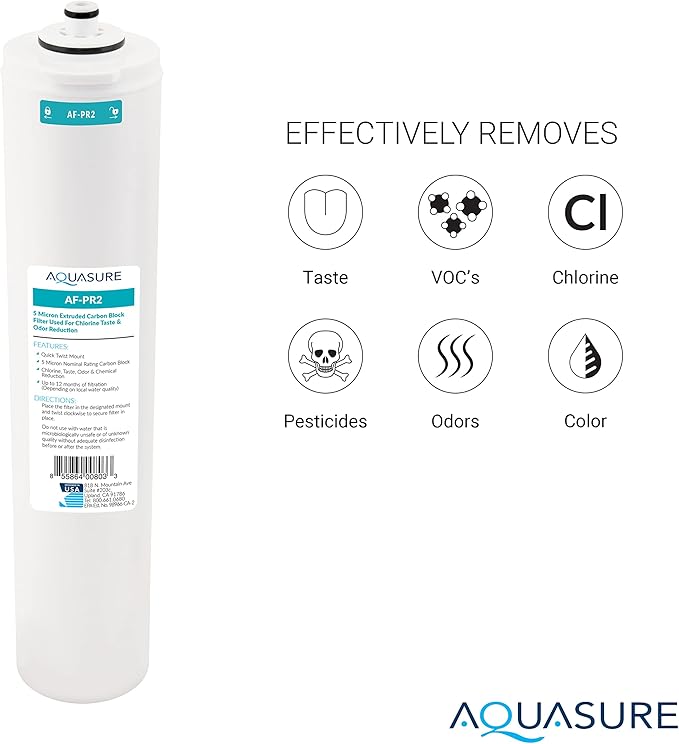 Aquasure Premier Series Complete 4-Stage Quick Twist Filter Replacement Cartridge Bundle Set AF-CP75 | Compatible with AS-PR75 4-Stage Under Sink Reverse Osmosis RO Water Filtration System