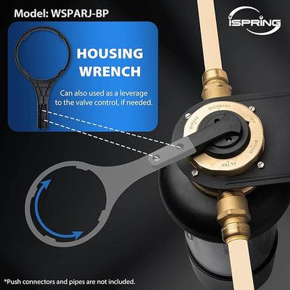 iSpring WSP200ARJ-BP Whole House Water Filter System Prefilter, Auto Flushing Spin Down Sediment Filter for Well Water, Integrated Bypass, 4-Mode Touch-Screen, Reusable, Jumbo Size, 200 Micron