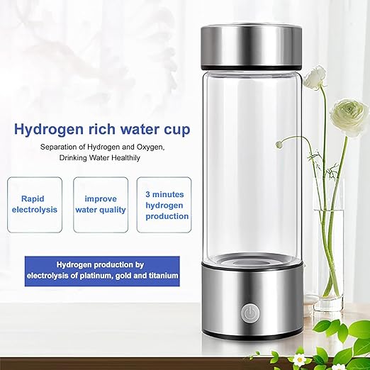 420ml Hydrogen Ionized Water Bottle, 800 to 1200PPB Level up Hydrogen Generator Bottle, Portable Water Ionizer Machine Generator Health Cup for Travel