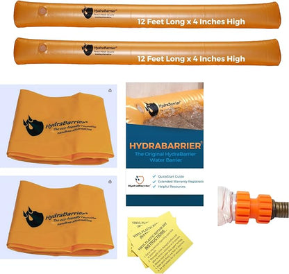 Watershed Innovations Best Sandbag Alternative - Hydrabarrier Standard 12 Foot Length 4 Inch Height. - Water Diversion Tubes that are the Lightweight, Re-usable, and Eco-Friendly - Bulk - 2 Pack