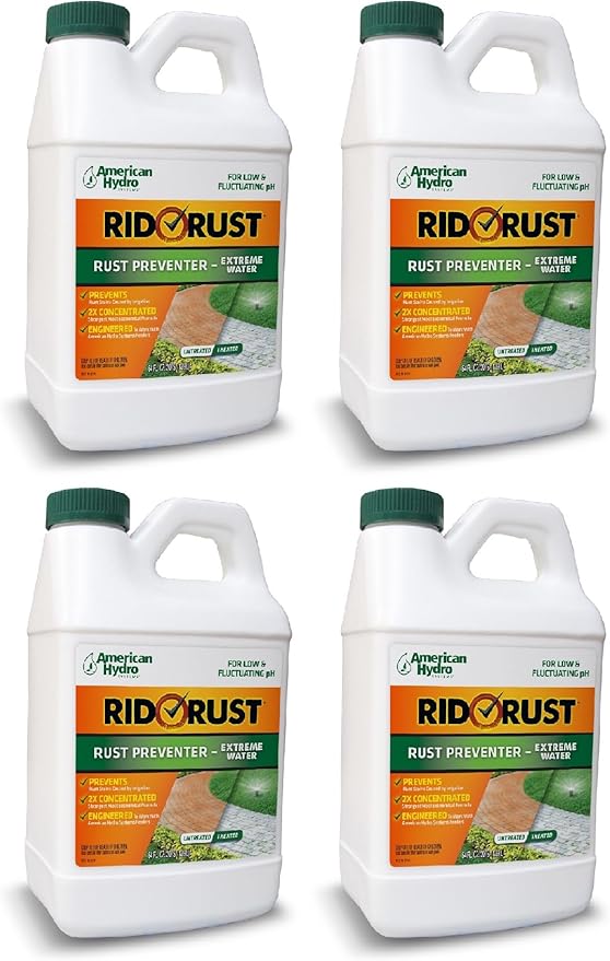 RR2 Rid O' Rust Extreme Water Rust Stain Preventer for Irrigation Systems, 64 Fl Oz Bottle, 4 Pack