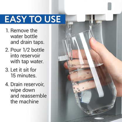IMPRESA Water Dispenser Cleanser & Cooler Cleaner & Descaler - 2 x 8 Fl Oz - Top & Bottom Loading Water Coolers & Dispensers - Active Cleaning Solution for Reservoir Cleaning & Buildup Removal