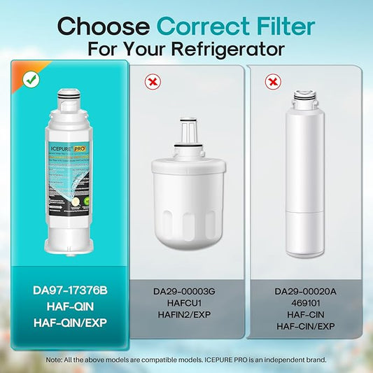 ICEPURE PRO DA97-17376B Refrigerator Water Filter Replacement for Samsung HAF-QIN/EXP, HAF-QIN, RS27T5200SR WS645A RS22T5201SR RF28R7201SR RF32CG5400SR RF27CG5400SR DA97-08006C WD-F45 RWF4200AH, 3PACK