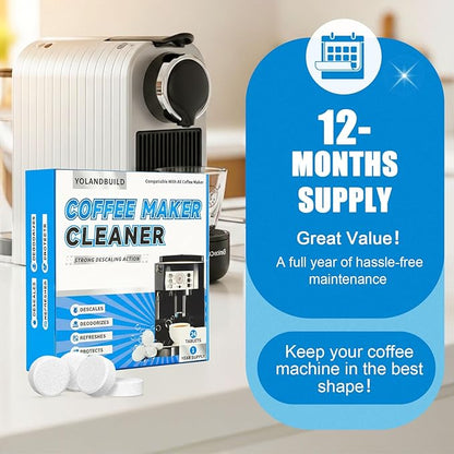 Coffee Machine Cleaner Descaler Tablets - 24 Count,Maker Cleaner for Keurig, Nespresso,Ninja, Delonghi, Miele, Coffee Maker Pot Descaling, Descale Drip Coffe and Espresso Machines