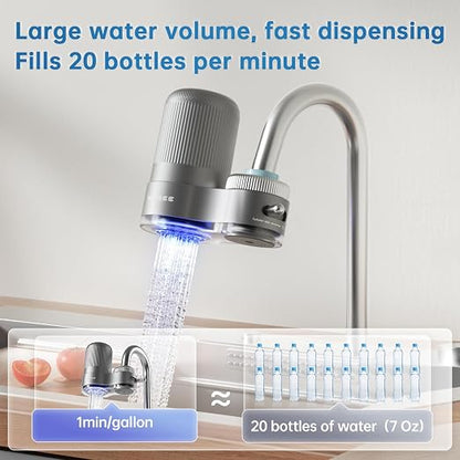 Water Filter for Sink Faucet,NSF42 Certified Faucet Mount Water Filter System Remove Chlorine,Odor & Heavy Metals,Lasts 300+ Gallons,Fits for 15/16",13/15",3/4" Kitchen Faucets,3*Filters,LJ203