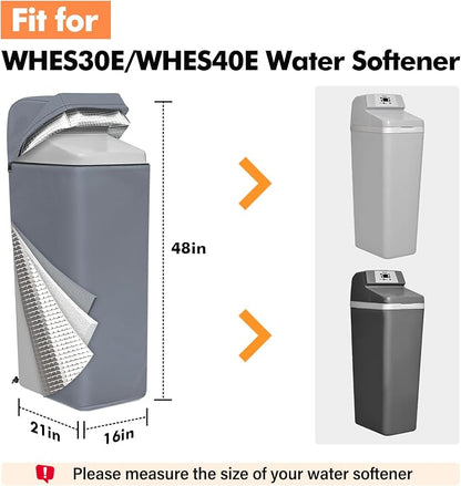 Water Softener Cover Outdoor for WHES30E/WHES40E Grain Softener, Grey | 3-layer Insulated heavy duty water softener cover for 350/420 Water Softener, waterproof zipper, UV, freeze & wind protection