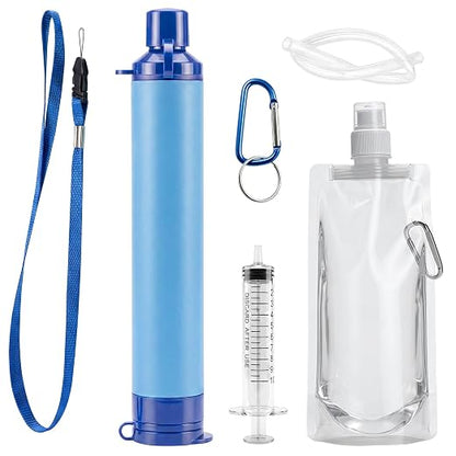 Water Filters Straws, Filtration Portable Gear, Supply for Drinking Hiking Camping Team Family Outing (Set)