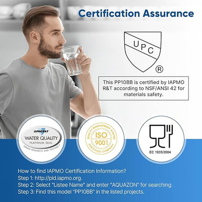 PUREPLUS 5 Micron 4.5" x 10" Whole House Water Filter Combo Kit with Sediment, KDF & Activated Carbon Block Filter, Replacement for RFC-BBSA, HD-950, WFHD13001B, WFHDC8001, FXHTC, GXWH40L,1PACK