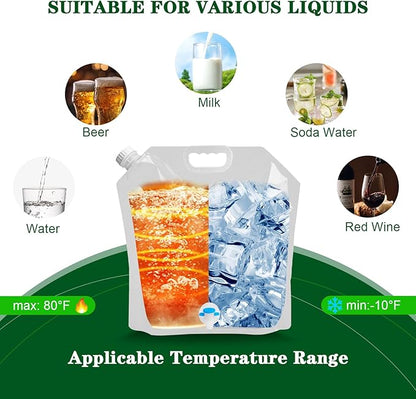 Cooltto Premium Collapsible Water Container Bag, BPA Free Food Grade Clear Plastic Storage Jug, No-Leak Freezable Fold-able Water Bottle for Camping, Hiking, Backpacking, Emergency