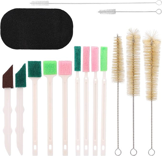14pcs Pet Water Fountain Cleaning Kit, Multiple Size Material Cat Fountain Cleaning Brush Set with Sponge Most Pet Water Dispensers Cleaner