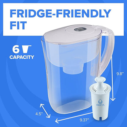 Brita Small 6 Cup Water Filter Pitcher, 1 BritaPlus Filter, Metro, Clear (Package May Vary)