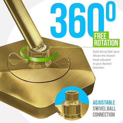 AquaHomeGroup Luxury Filtered Shower Head Set - 20 Stage Filter Reduces Chlorine, Heavy Metals and Sediment - Vitamin C E and A - Brushed Gold