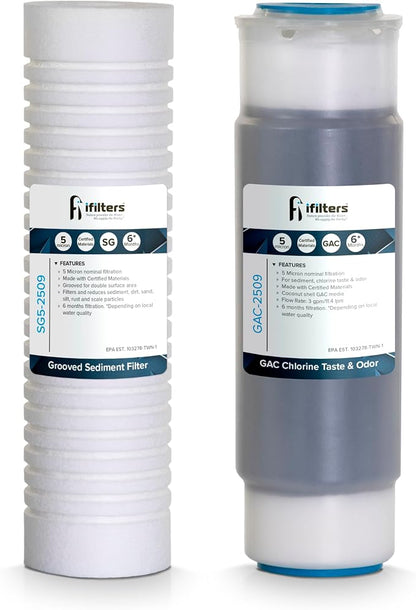 iFilters 2-Stage Whole House Water Filter System – Sediment and CTO Water Filter Cartridge Replacement Set Compatible with LWH-D Gen 2 – OEM, NSF-Certified – Removes Sediment, Rust, Chlorine Taste