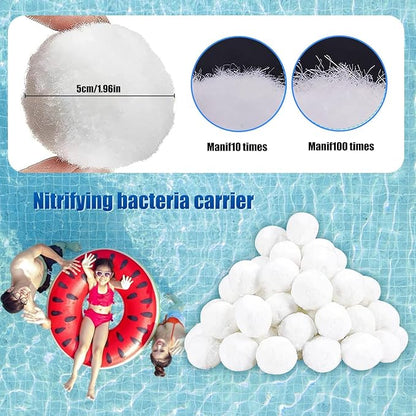 Pool Filter Balls, 3.1 lbs for Sand Filter, Eco-Friendly Fiber Media Equals 100 lbs Pool Filter Sand, Reusable Filter Media Balls, Higher Efficiency Water Filtration for Swimming Pool