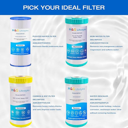 H&G Lifestyles 10" x 4.5 Iron Water Filter for Well Water,Whole House Water Filter Replacement Cartridge, Soften Water,Compatible with 84637, WPX5BB97P, PC10, 355214-45, 355215-45, WP10BB97P, WP5BB97P