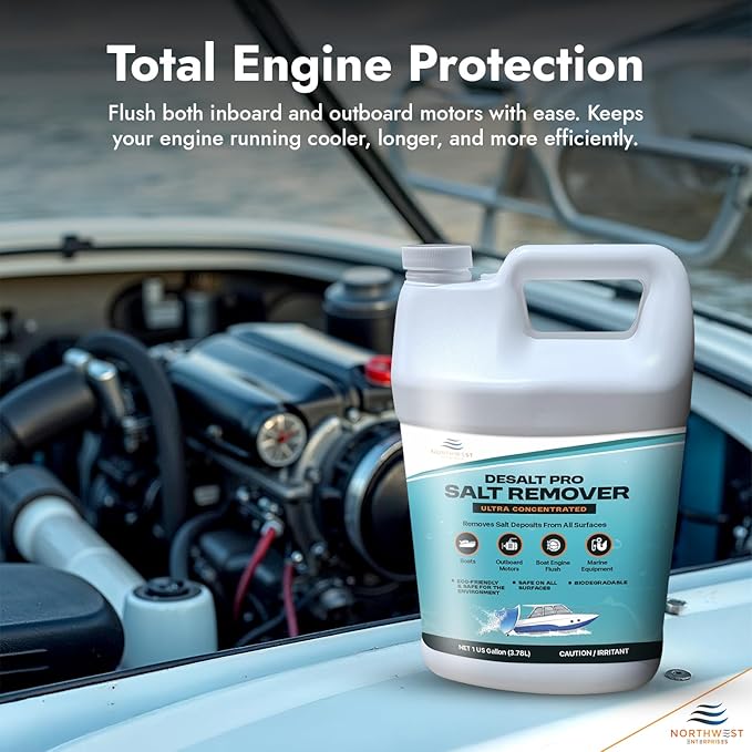 NORTHWEST ENTERPRISES Salt Remover Concentrate that Rinses Salt Off from Boats, Vehicles, Trailers, Engines and More - DeSaltPro Neutralizer - Salt Gone (1 Gallon)