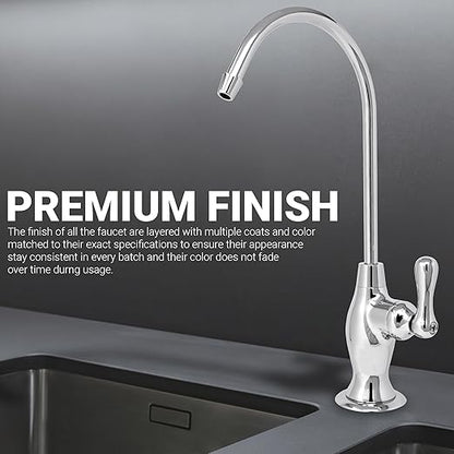 Metpure Airgap RO Faucet with 3-Connection Ports. NSF Certified Reverse Osmosis Drinking Water Filtration System Water Dispenser (Chrome) with Pre-Inserted Tubing and Install Tool. Vase Style.