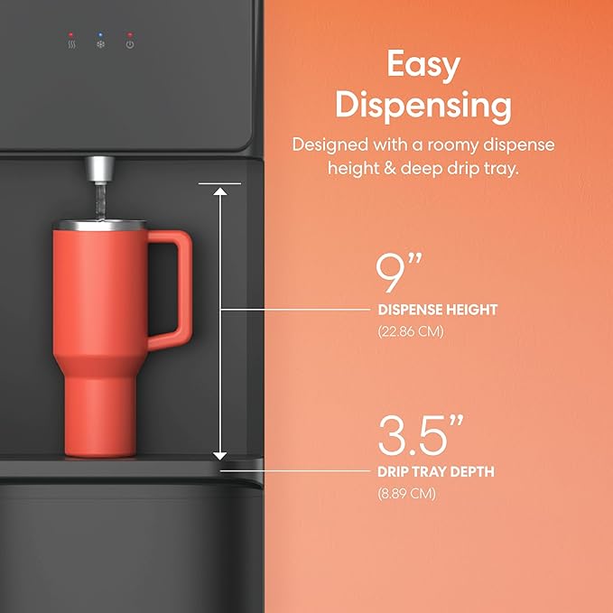 Brio 130 Series Top-Load Water Cooler Dispenser for 3- and 5-Gallon Bottles, Hot & Cold, Spill-Free Loading, Child Safety Lock, Energy Star 3.0, Black