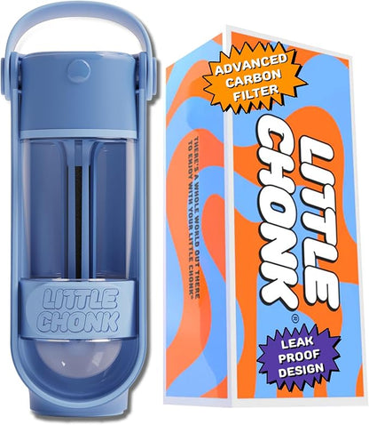 Lil Gulp Dog Water Bottle 15 Fl oz Filtered Portable Travel Bottle (Blue) | Advanced Carbon Filtration for Safe Filtered Water on the Go, BPA-Free, Leak-Proof, Retractable Spout, Walks, Hiking, Camping