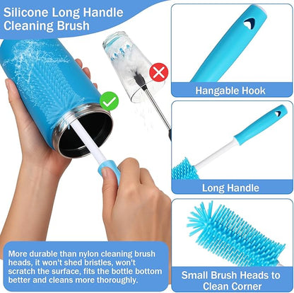 XANGNIER 3 PCS Water Bottle Cleaner Brush Set for Zak 12 oz/15 oz,Multifunctional Bottle Brush and Long Straw Cleaner Brush,Cleaning Kit for Zak Tumbler Cup Accessories